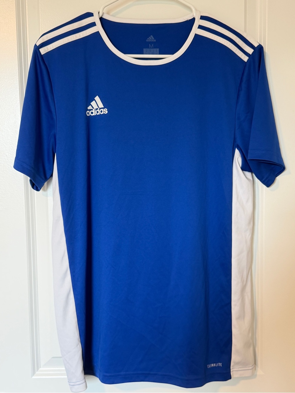 adidas Royal Blue and White Kids' Short-Sleeve Soccer Jersey